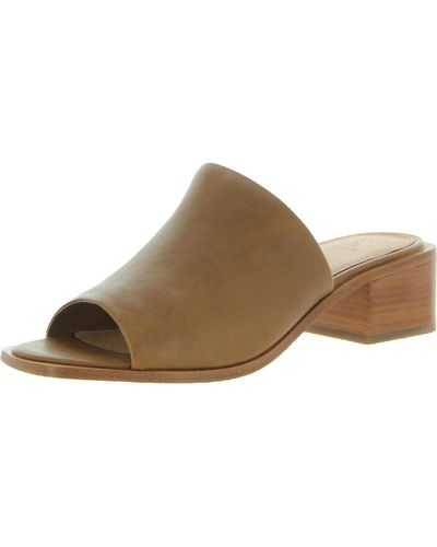 Frye Lucia Square Toe Open Back Mules - Brown