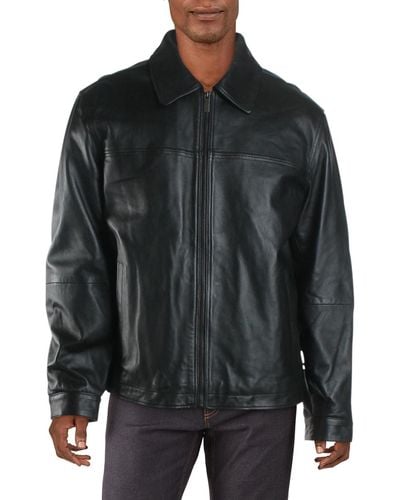 Perry Ellis Winter Leather Jacket - Black
