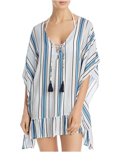 Surf Gypsy Ruffled Lace Up Cover-up - Blue