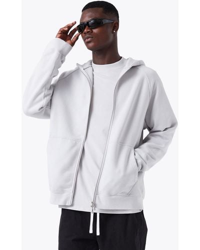 Zanerobe Lowgo Hood Zip Sweat Fog - White