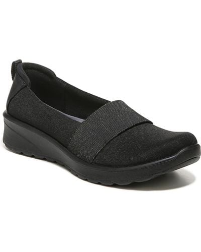 Bzees Gracie Slip On Loafer Wedge Heels - Black