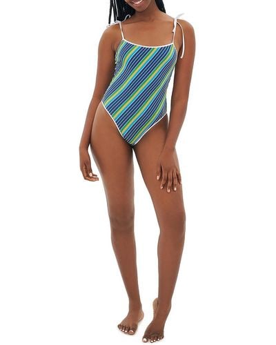 Tropic of C Cosmo Striped High Cut One-piece Swimsuit - Blue