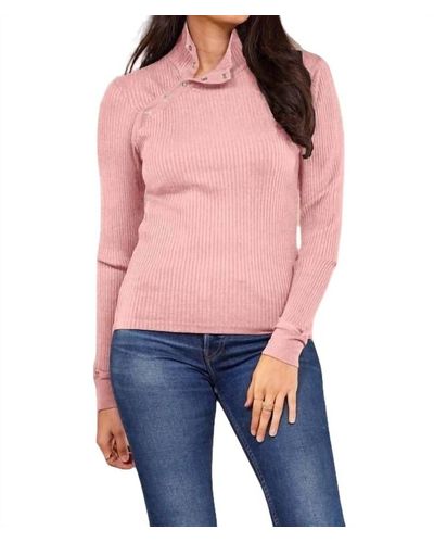 Lamade Andre Long Sleeve Snap Turtleneck Top - Pink