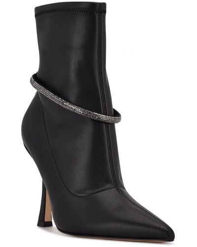 Nine West Ferba 2 Faux Suede Pointed Toe Ankle Boots - Black