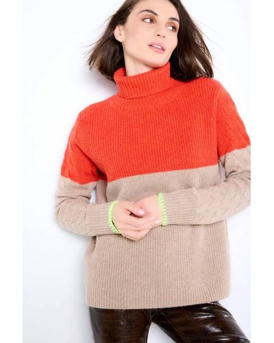 Lisa Todd Cable Catch Sweater In Spice/dark Oat - Red