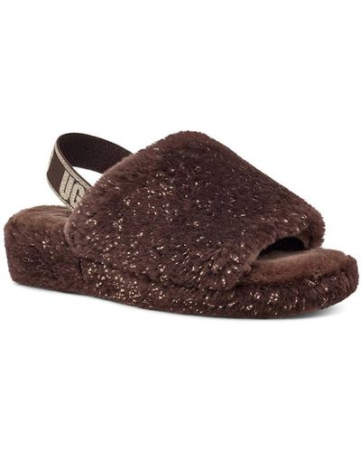 UGG Fluff Yeah Metallic Sparkle Sandal - Brown