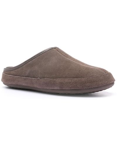 Tempur-Pedic Shiloh Leather Faux Fur Loafer Slippers - Brown
