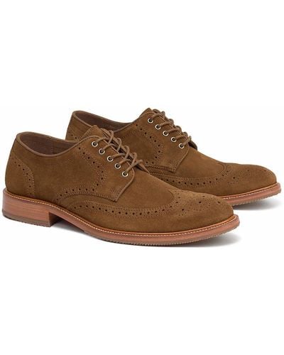 Trask Logan Snuff Suede Wingtip Shoes - Brown