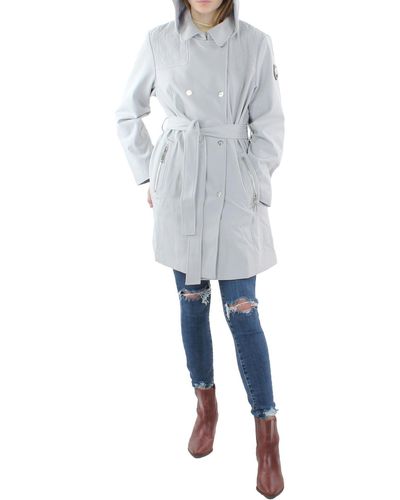 Vince Camuto Softshell Water Repellent Trench Coat - Blue