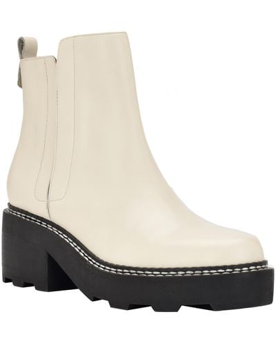 Calvin Klein Amina Leather Block Heel Chelsea Boots - White