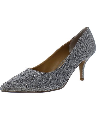 J. Reneé Rishna Rhinestones Kitten Heel Pumps - Gray