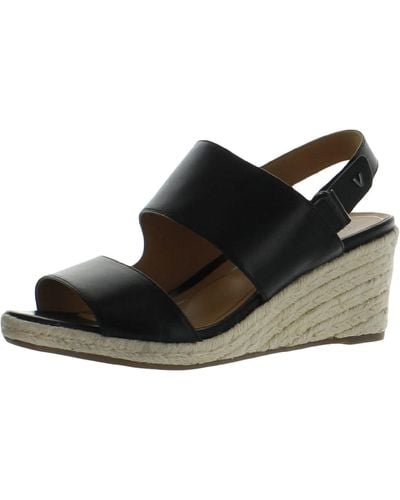 Vionic Brooke Leather Wedge Slingback Sandals - Black