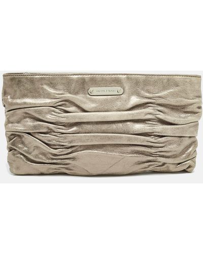 MICHAEL Michael Kors Leather Webster Ruched Clutch - Metallic