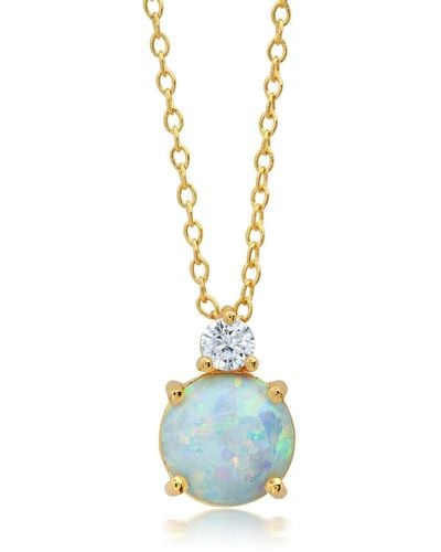 Nicole Miller 18k Yellow Gold Overlay Over Sterling Silver Round Gemstone Pendant Necklace - Metallic