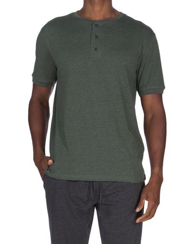 Unsimply Stitched Super Soft Short Sleeve Henley - Green