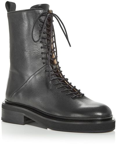 AllSaints Mina Boot Faux Leather Lug Sole Combat & Lace-up Boots - Black