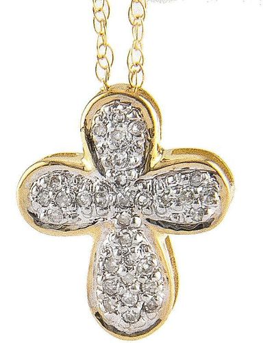 Monary Pave Cross Necklace (yg) - Metallic