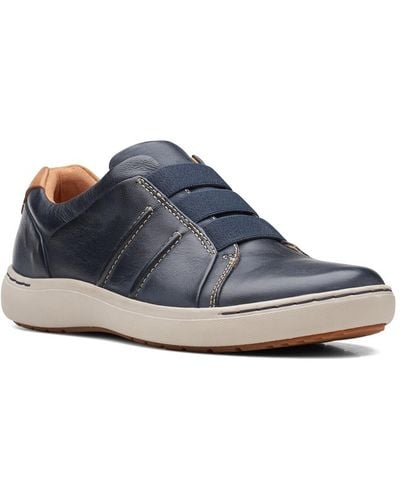 Clarks Nalle Ease Leather Embossed Casual And Fashion Sneakers - Blue