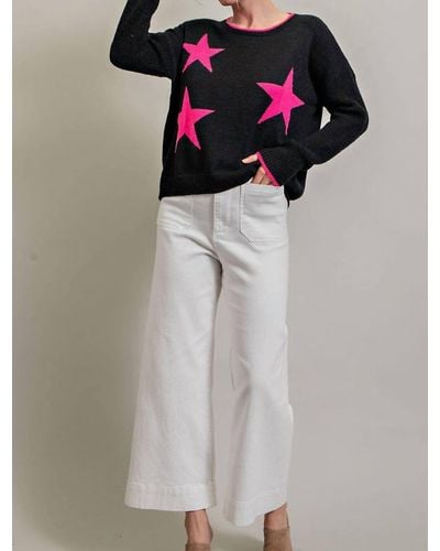 Eesome Sweater With Hot Pink Stars - Black