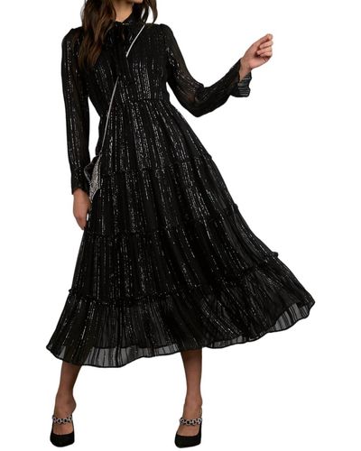 Elan Shimmer Stripe Maxi Dress - Black