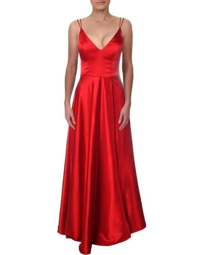 Sequin Hearts Juniors Satin Sleeveless Evening Dress - Red