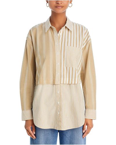 Madewell Colorblock Cotton Button-down Top - Natural
