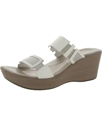 Naot Treasure Faux Leather Slip On Wedge Sandals - White