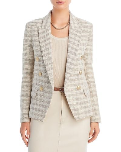 L'Agence Kenzie Tweed Office Double-breasted Blazer - White