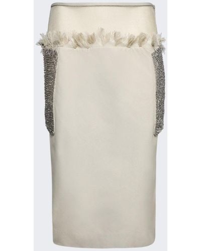 Christopher Esber Shredded Drop Waist Crystal Crochet Skirt - Natural