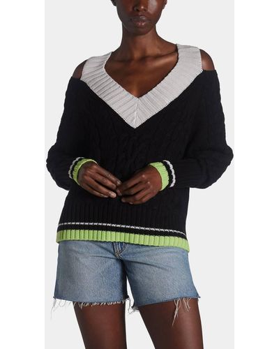 525 America Cut Out Varsity Sweater - Black