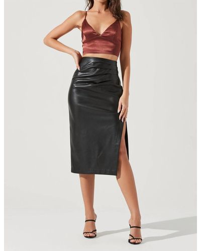 Astr Melody Faux Leather Skirt - Black