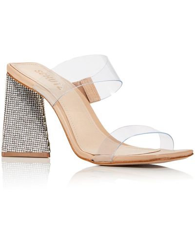 SCHUTZ SHOES Ariellen Embellished Block Heel Slide Sandals - White