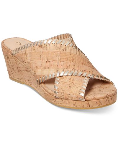 Jack Rogers Sloane Leather Slides Flat Sandals - Natural