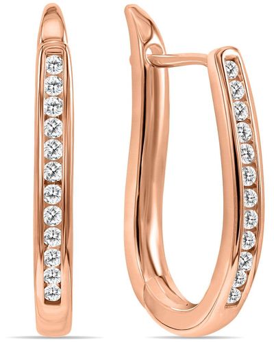 Monary 1/4 Carat Tw Channel Set Diamond Hoop Earrings - Pink