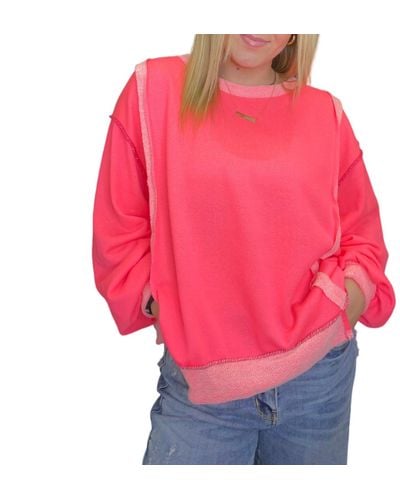Bibi Knit Contrast Sweatshirt - Pink