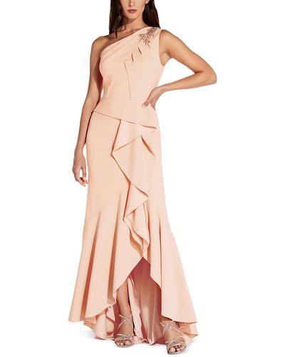 Adrianna Papell Ruffled Maxi Evening Dress - Pink