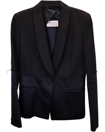 Maison Margiela Tuxedo Blazer In Black Viscose - Blue