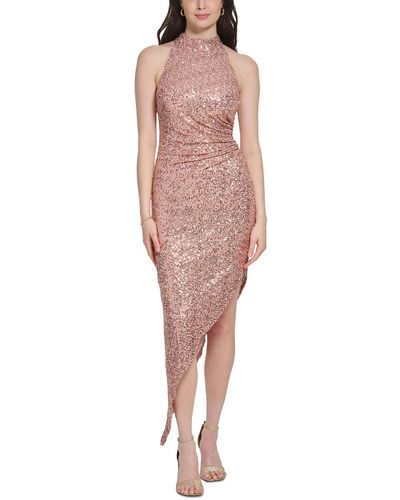 Vince Camuto Mesh Sequined Evening Dress - Pink