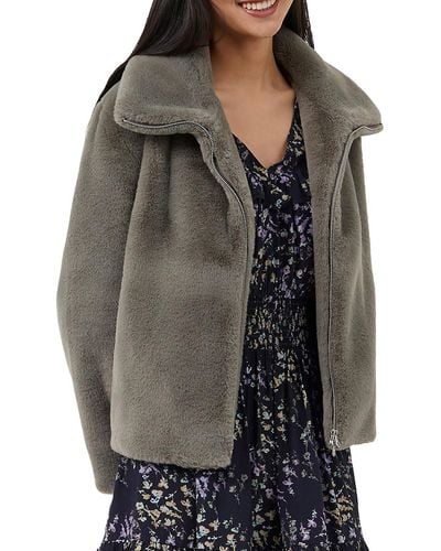 French Connection Warm Casual Faux Fur Coat - Gray