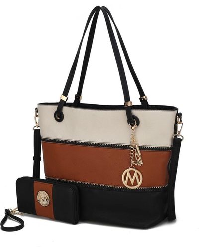MKF Collection by Mia K Vallie Color-block Vegan Leather 's Tote Bag - Metallic