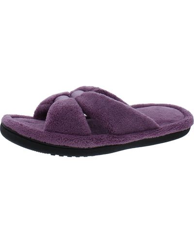 Isotoner French Terry Peep-toe Slide Slippers - Purple