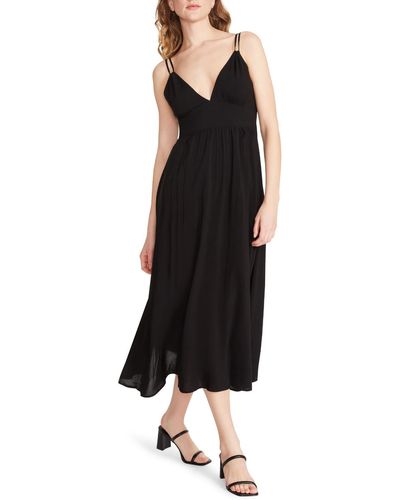 BB Dakota Challi Smocked Back Adjustable Straps Midi Dress - Black
