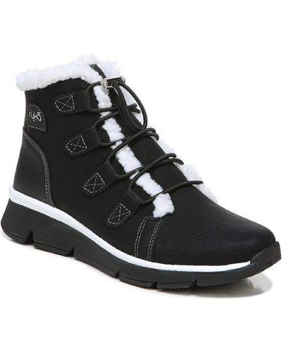 Ryka Faux Leather Faux Fur Hiking Boots - Black