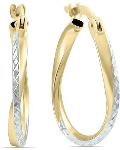 Monary 14k Gold Two Toned Twisted Hoop Earrings - Yellow