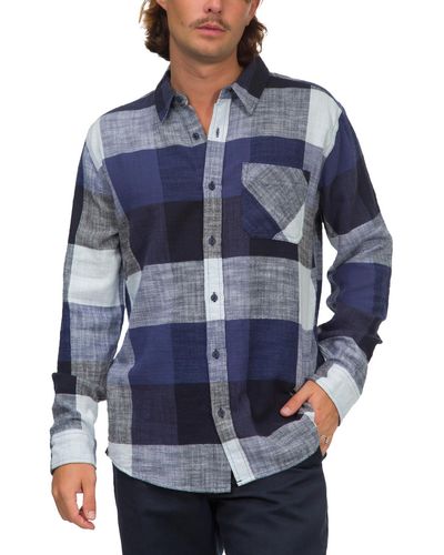 Junk Food Collared Large Plaid Button-down Shirt - Blue