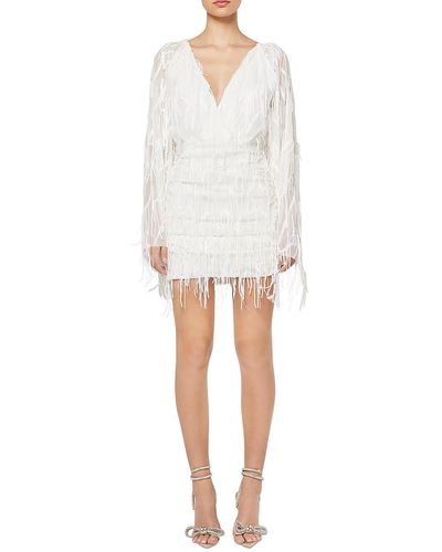 Elliatt Fringe Sequined Cocktail And Party Dress - White