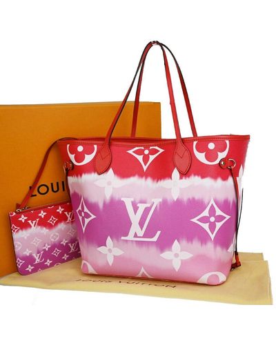 Louis Vuitton Neverfull Mm Canvas Tote Bag (pre-owned) - Pink