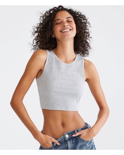 Aéropostale Juicy Couture X Bling Cropped U-neck Tank - Gray