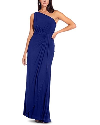 Adrianna Papell Faux Wrap Long Evening Dress - Blue