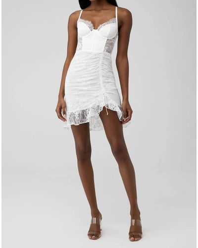 For Love & Lemons Bustier Lace Mini Dress - White